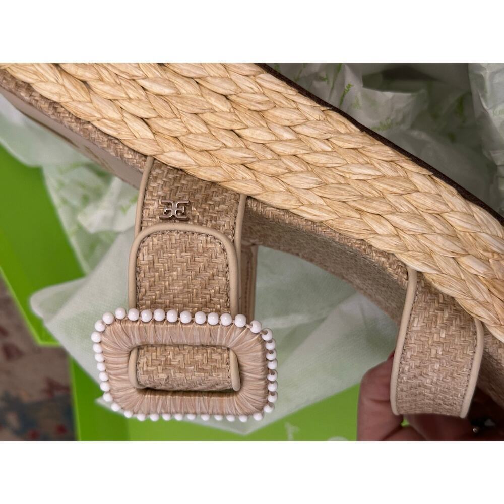 Sam Edelman Women's Cream Chase Buckle Woven Espadrilles Wedge Sandals Size 10 - Picture 7 of 10